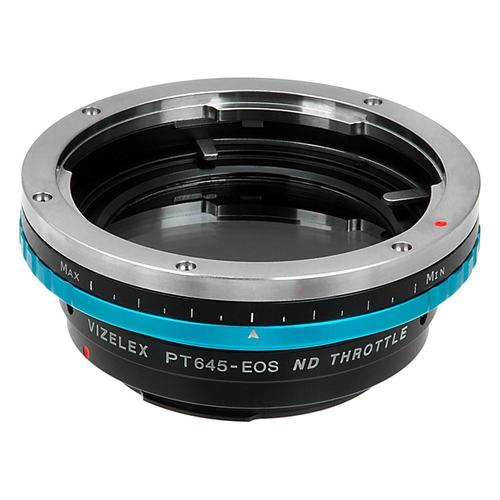 Vizelex ND 스로틀 렌즈 마운트 어댑터-PENTAX 645 (P645) 캐논 EOS (EF, EF-S)에 SLR 렌즈 마운트 SLR 카메라 마운트 가변 ND 필터 (1 ~ 8 스톱) 및 초점 확인 칩이 장착 된 SLR 카메라 본체