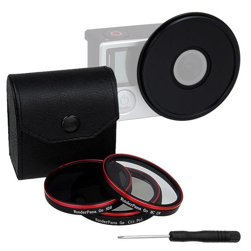 WonderPana Go H3 + Naked 표준 키트 - GoTough 필터 어댑터 시스템 f / GoPro HERO3 + 및 HERO4 Naked Camera (필터 3 개 포함) (UV, CPL, ND8)