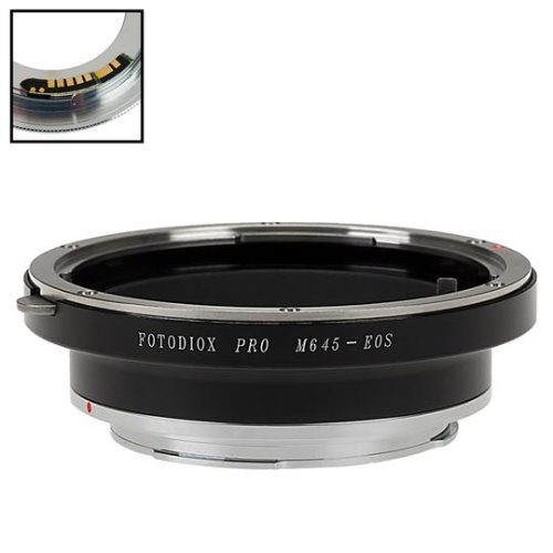 Canon EOS (EF, EF-S) 마운트 SLR 카메라 바디에 Mamiya 645 (M645) 마운트 렌즈와 호환되는 Fotodiox Pro 렌즈 마운트 어댑터-세대 v10 초점 확인 칩 포함