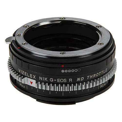 Vizelex Cine ND 스로틀 렌즈 마운트 어댑터 Nikon Nikkor F 마운트 G-Type D / SLR 렌즈와 호환되는 가변 ND 필터가 내장 된 Canon RF 마운트 미러리스 카메라 바디 (1 ~ 8 스톱)
