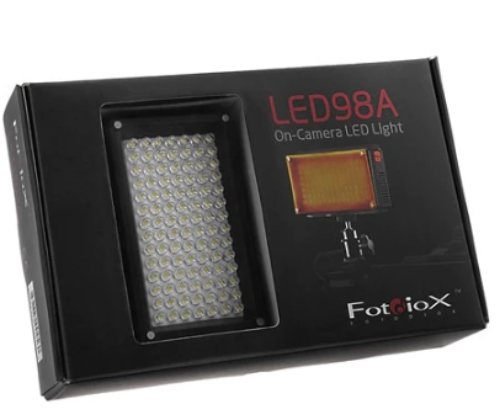 LED-98A, 전문가용 98 LED 디머블 사진/비디오 조명 키트(탈착식 배터리 포함)